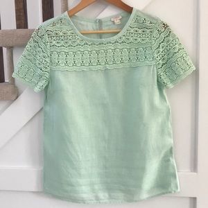 J. Crew short sleeve linen tee top size 2